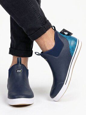 WTW Waterproof Rain Boots Navy Blue Outdoors Rubber Fishing Deck Boots Garden